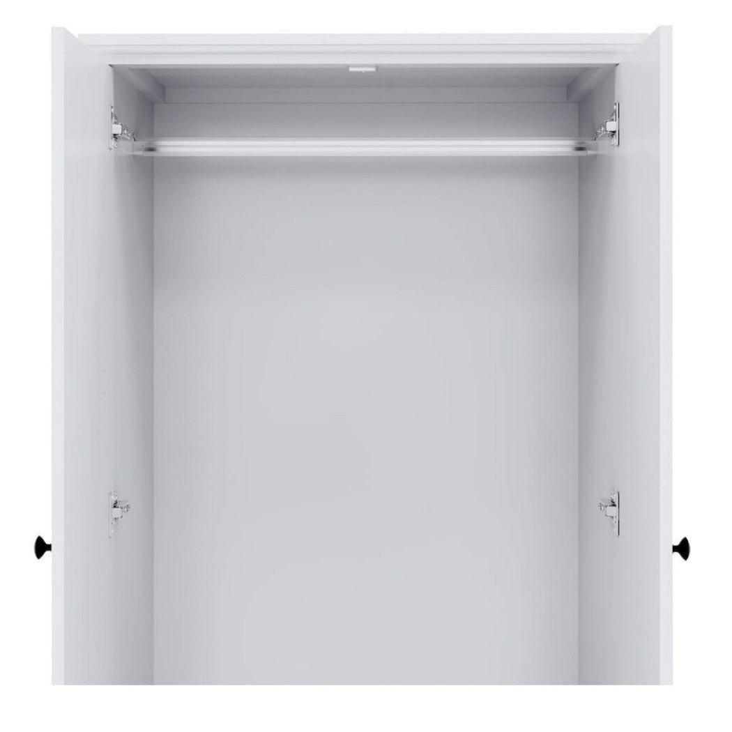 71" White Wood Mirrored Two Door Two Drawer Combo Dresser