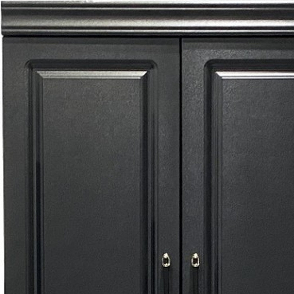 71" Black Wood Two Door Two Drawer Combo Dresser