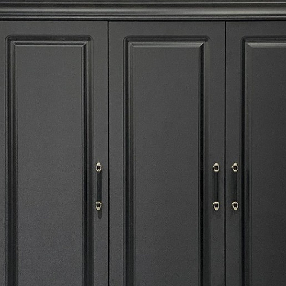 71" Black Wood Five Door Two Drawer Combo Dresser