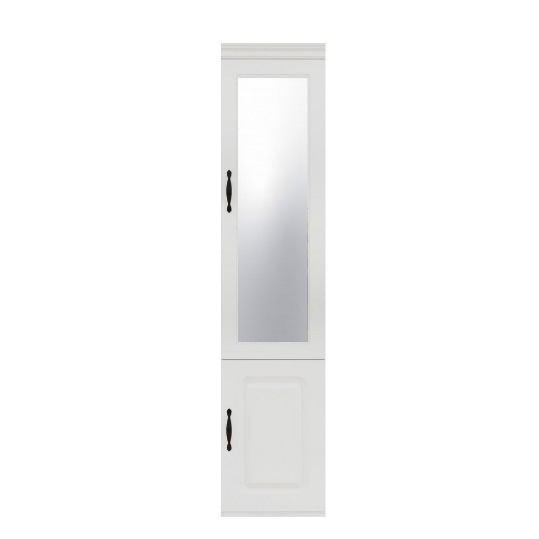 71" White Wood Mirrored Two Door Combo Dresser