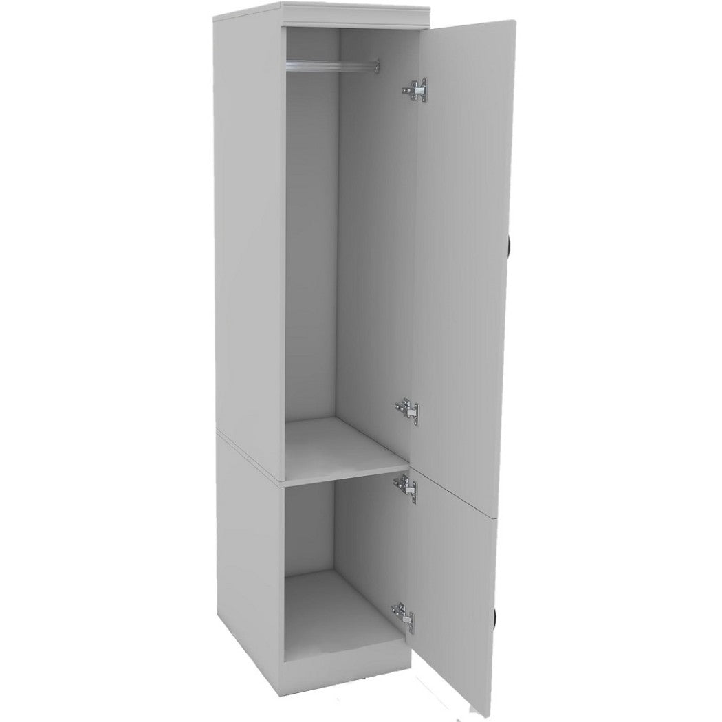 71" White Wood Mirrored Two Door Combo Dresser