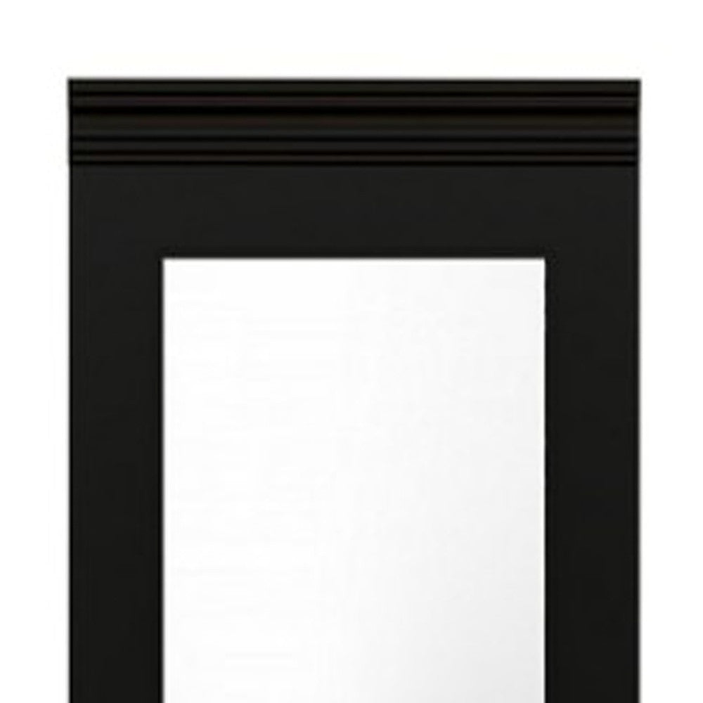 71" Black Wood Mirrored Two Door Combo Dresser