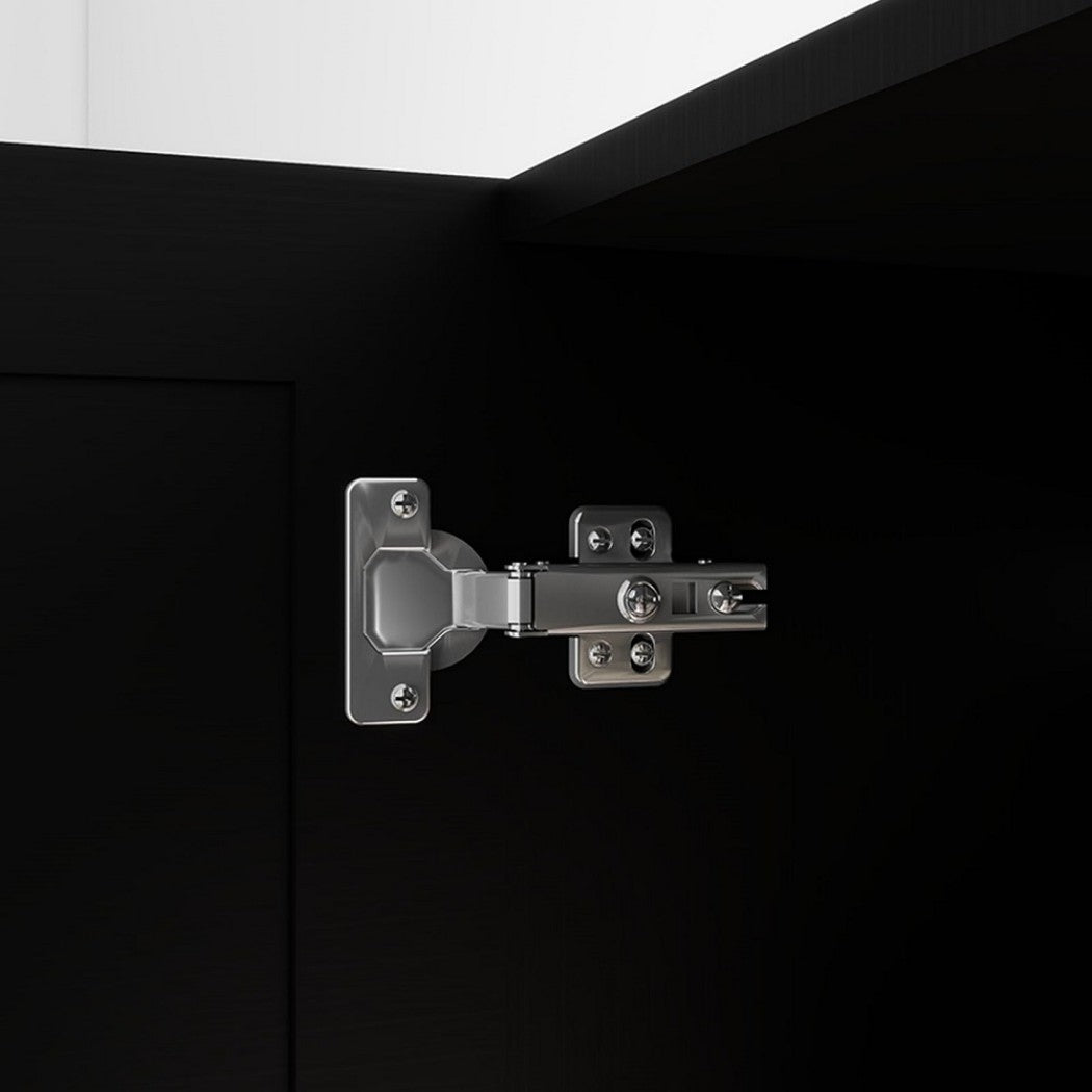 71" Black Wood Mirrored Two Door Combo Dresser