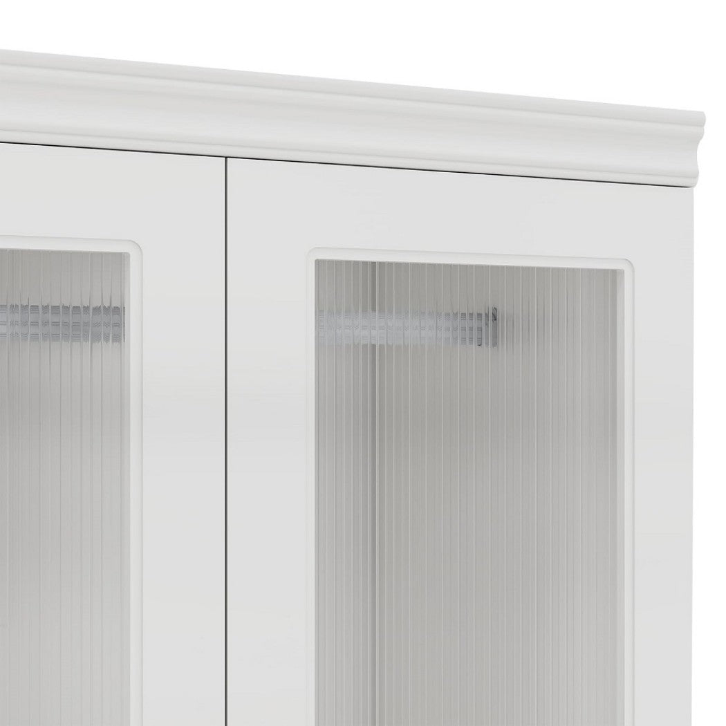 71" White Wood Two Door Two Drawer Combo Dresser