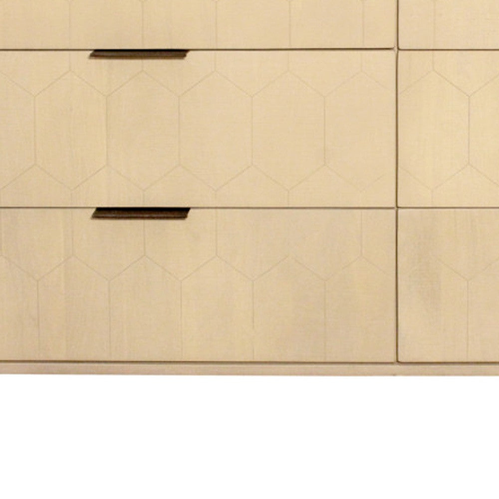 56" Natural Solid Wood Six Drawer Dresser