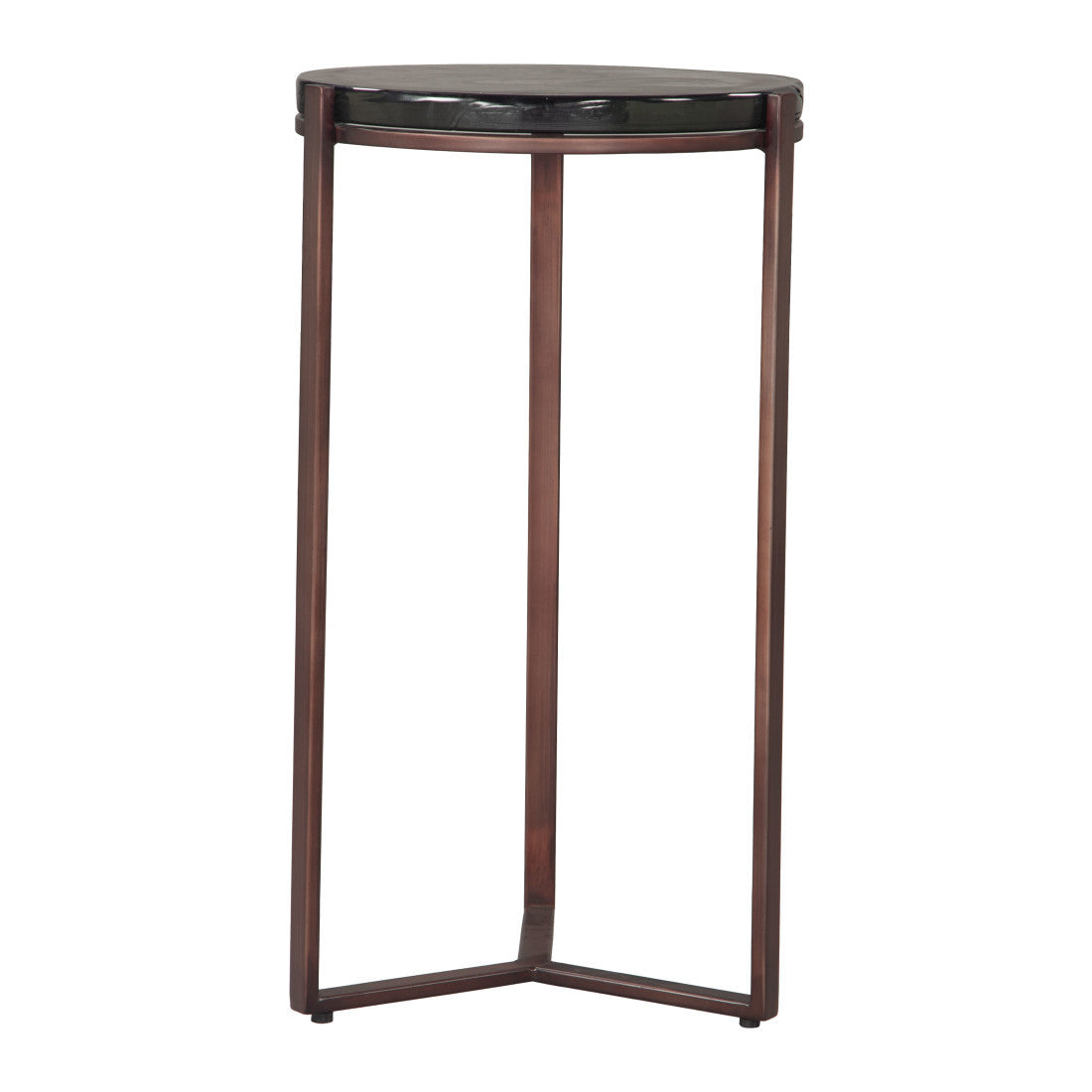 22" Black and Bronze Glass and Iron Round End Table