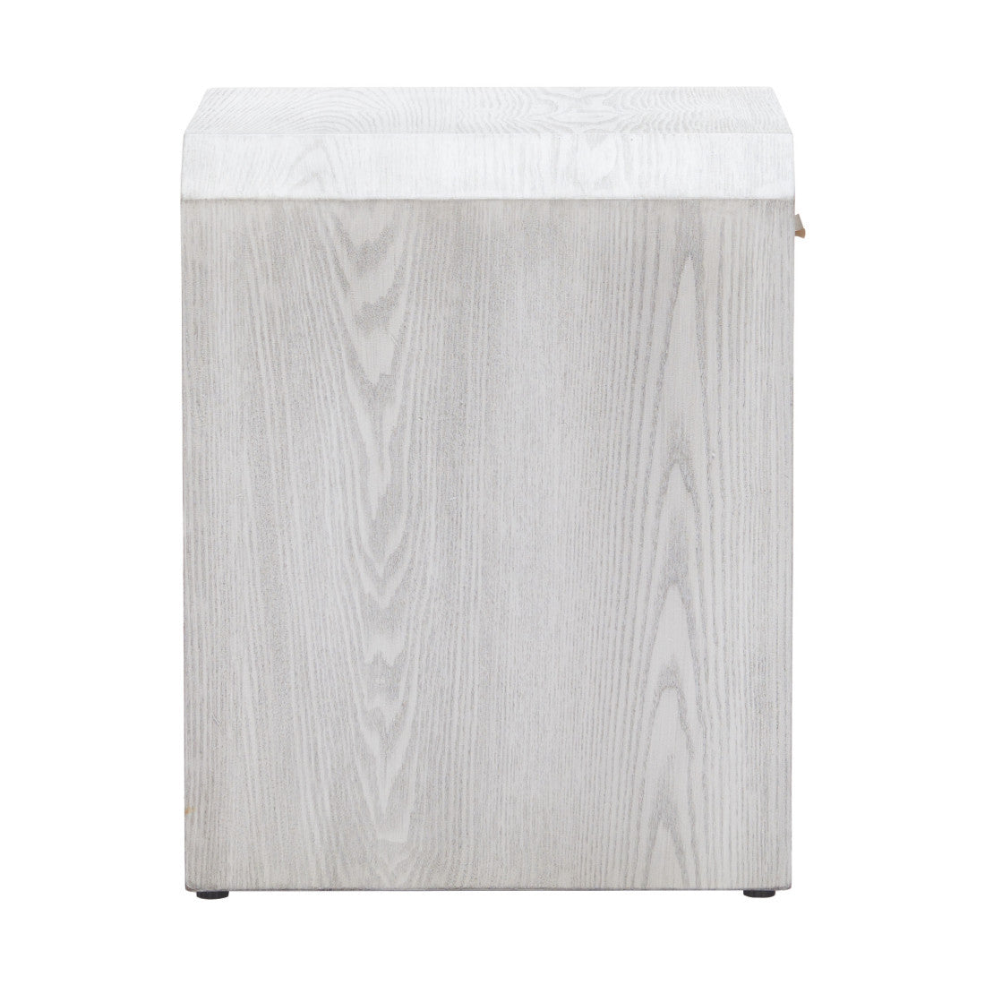 20" White Wood Faceted End Table With Drawer And Shelf