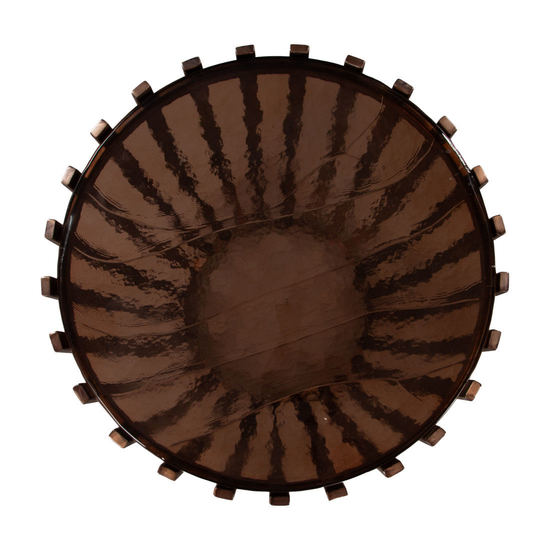 22" Black and Bronze Glass and Iron Circular Drum End Table