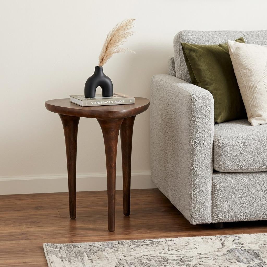 22" Walnut Solid Wood Oval End Table