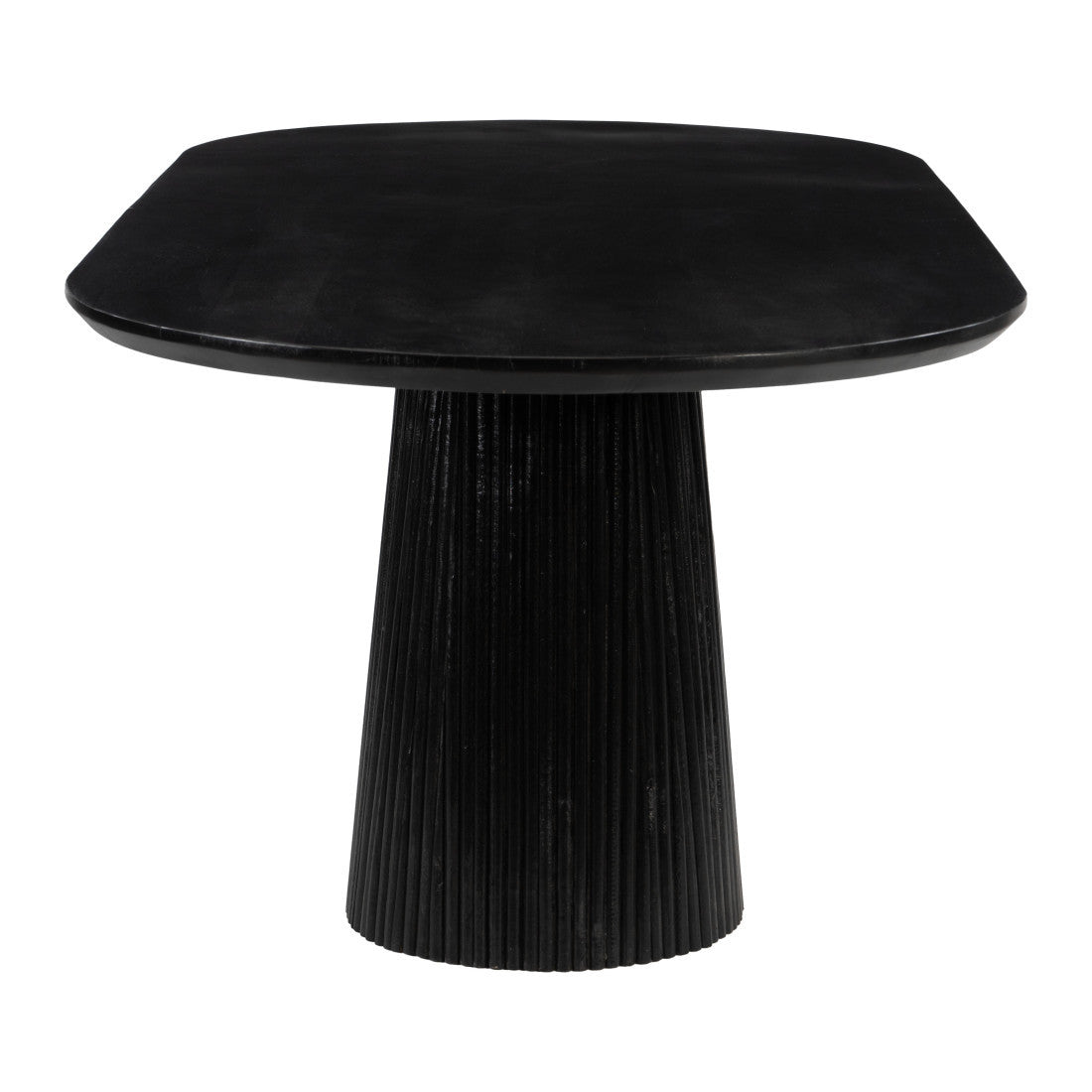 81" Black Wood Pedestal Base Oval Dining Table