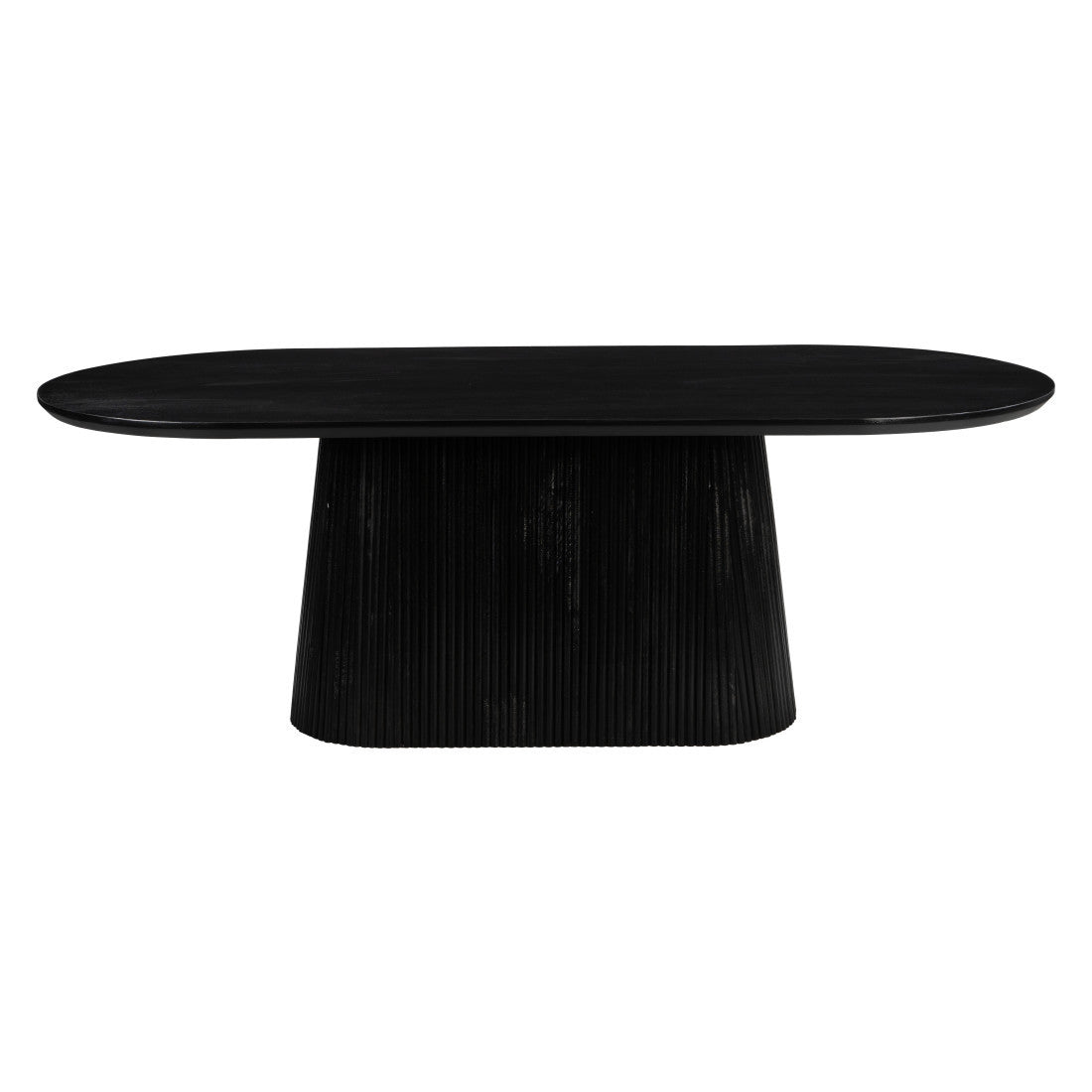 81" Black Wood Pedestal Base Oval Dining Table