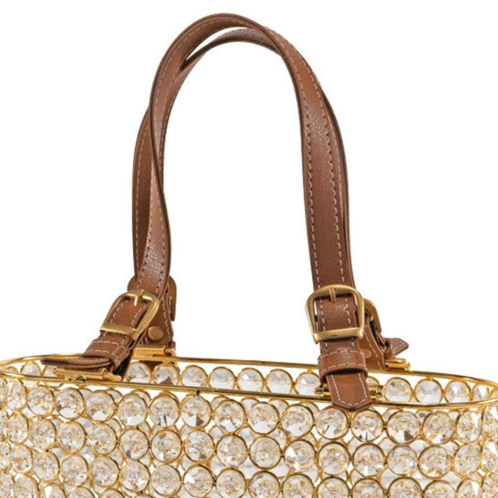 11" Clear And Gold Crystals And Metal Magazine Holder