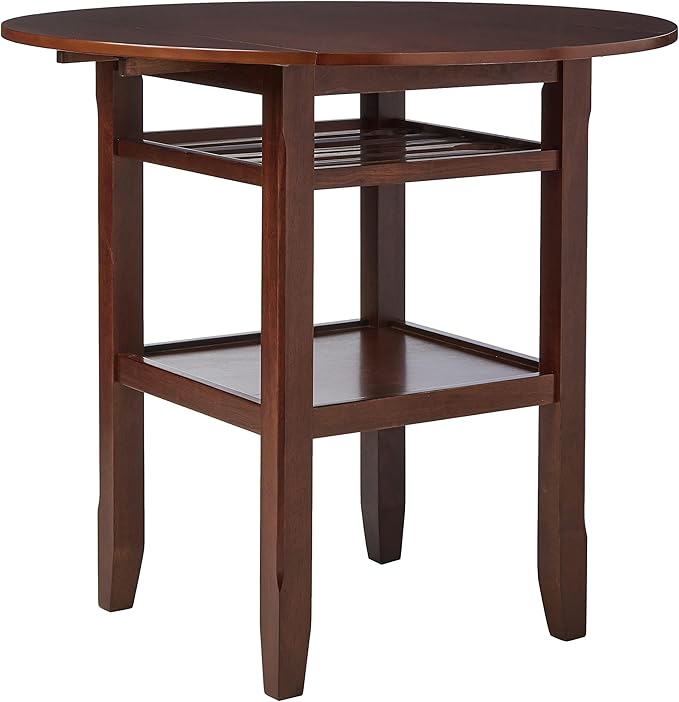 40" Brown Wood Rounded Drop Leaf Bar Table