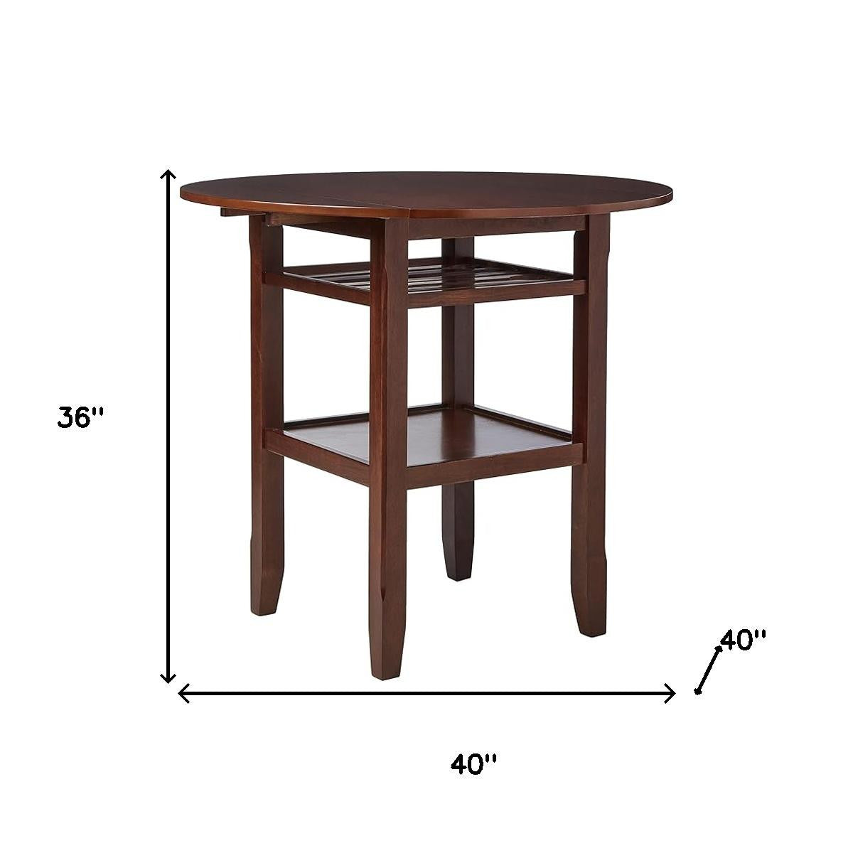 40" Brown Wood Rounded Drop Leaf Bar Table