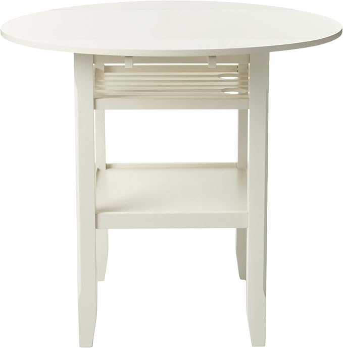 40" Cream Wood Rounded Drop Leaf Bar Table