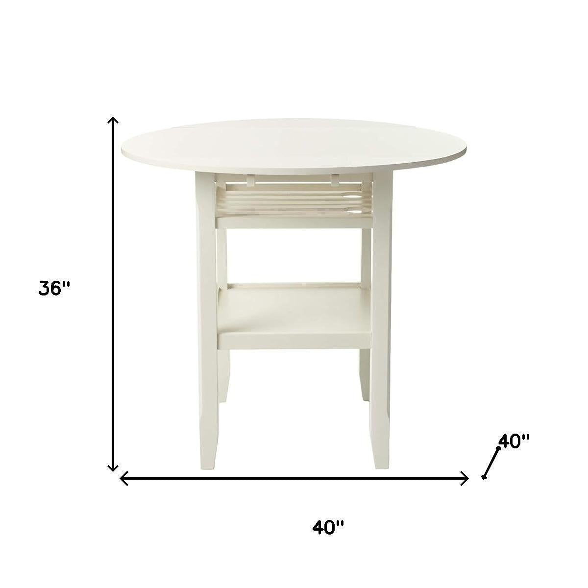 40" Cream Wood Rounded Drop Leaf Bar Table