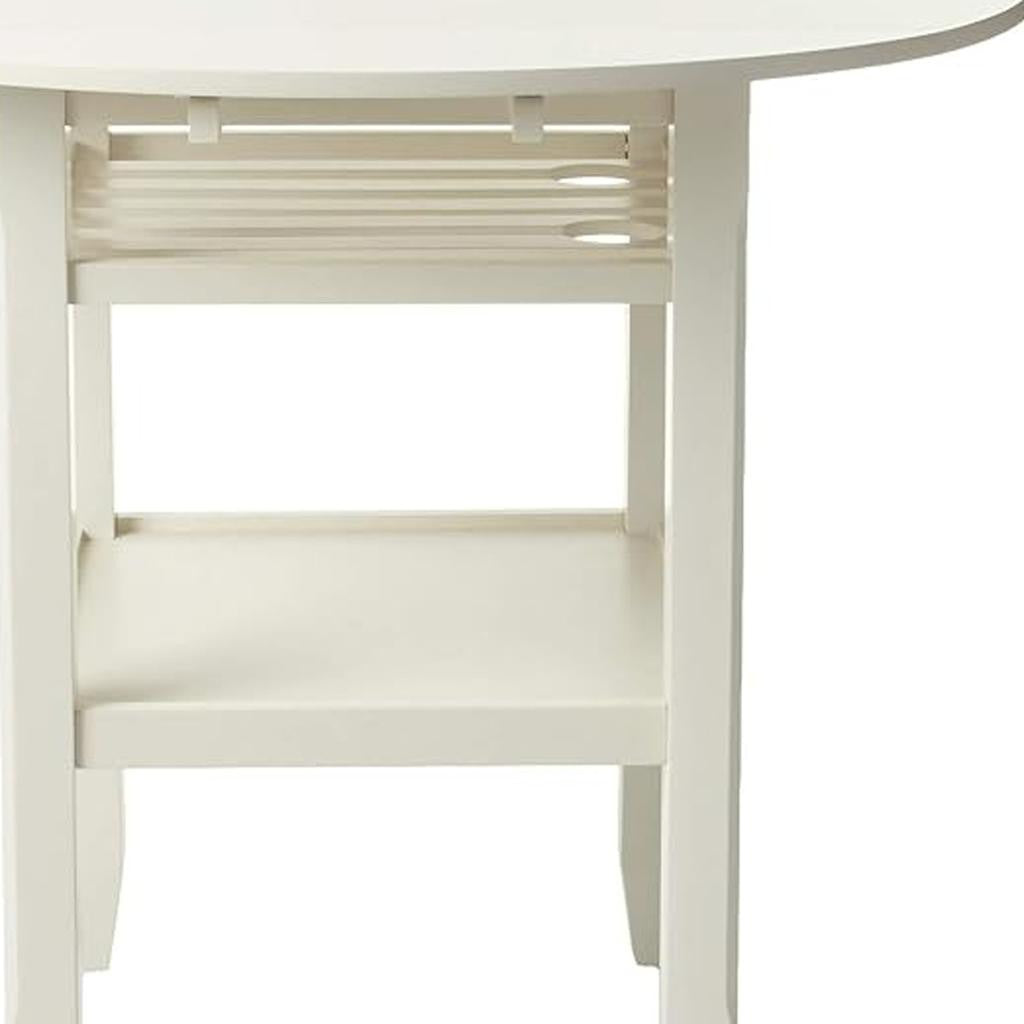 40" Cream Wood Rounded Drop Leaf Bar Table