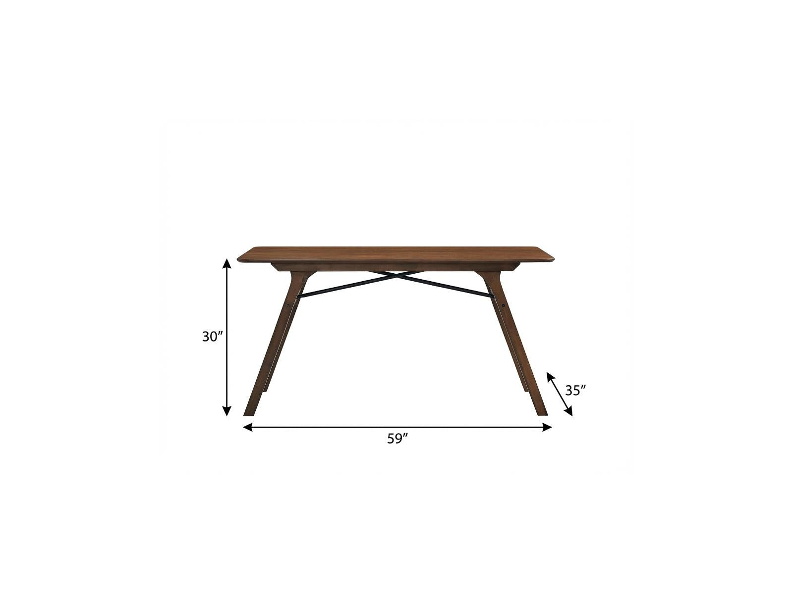 59" Walnut Wood Dining Table
