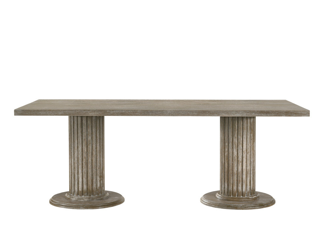 84" Gray Wood Double Pedestal Base Dining Table