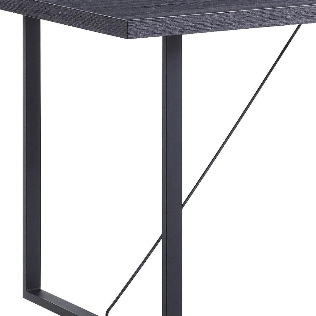 64" Dark Gray and Black Wood and Iron Sled Base Dining Table
