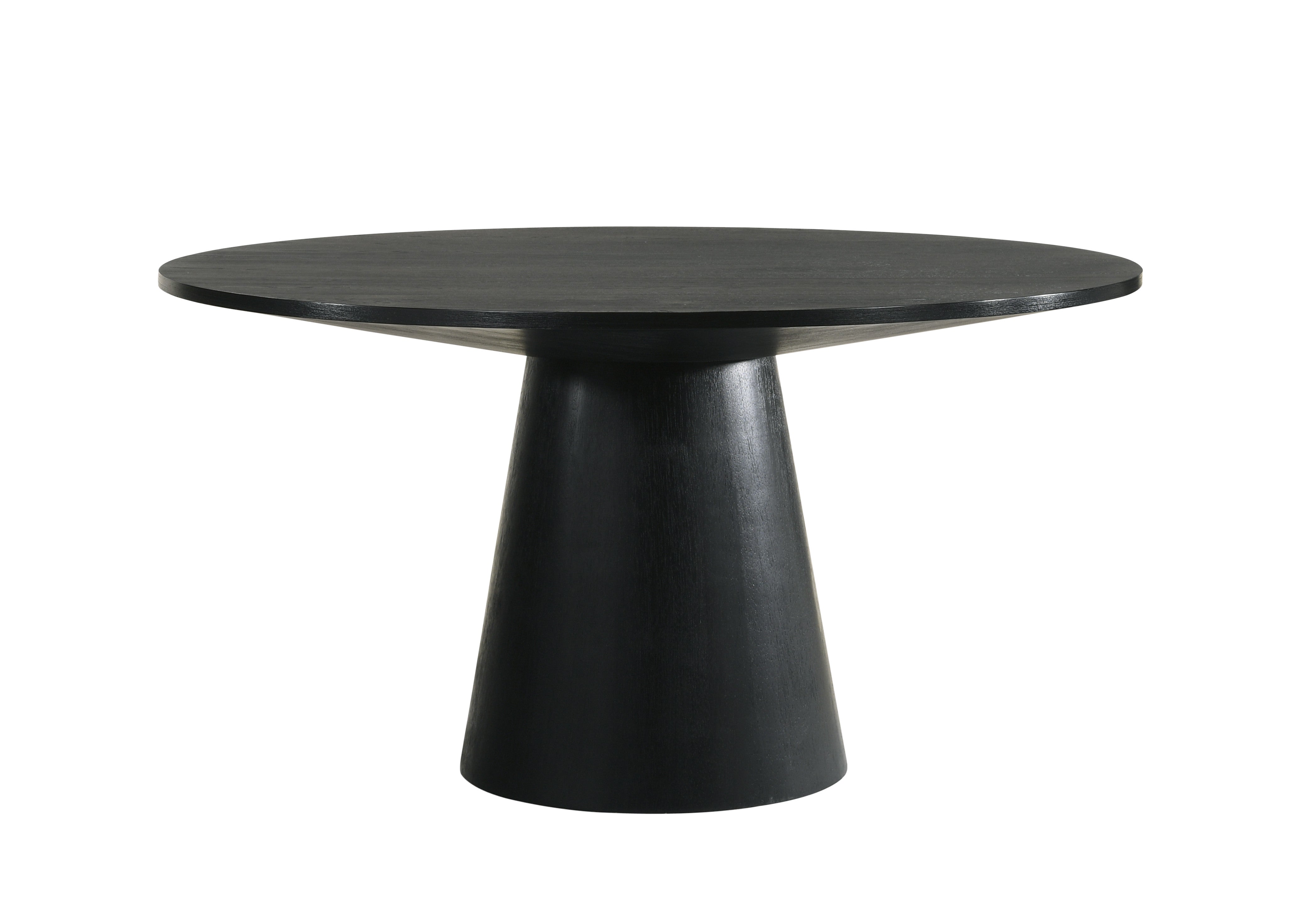 59" Black Wood Pedestal Base Round Top Dining Table