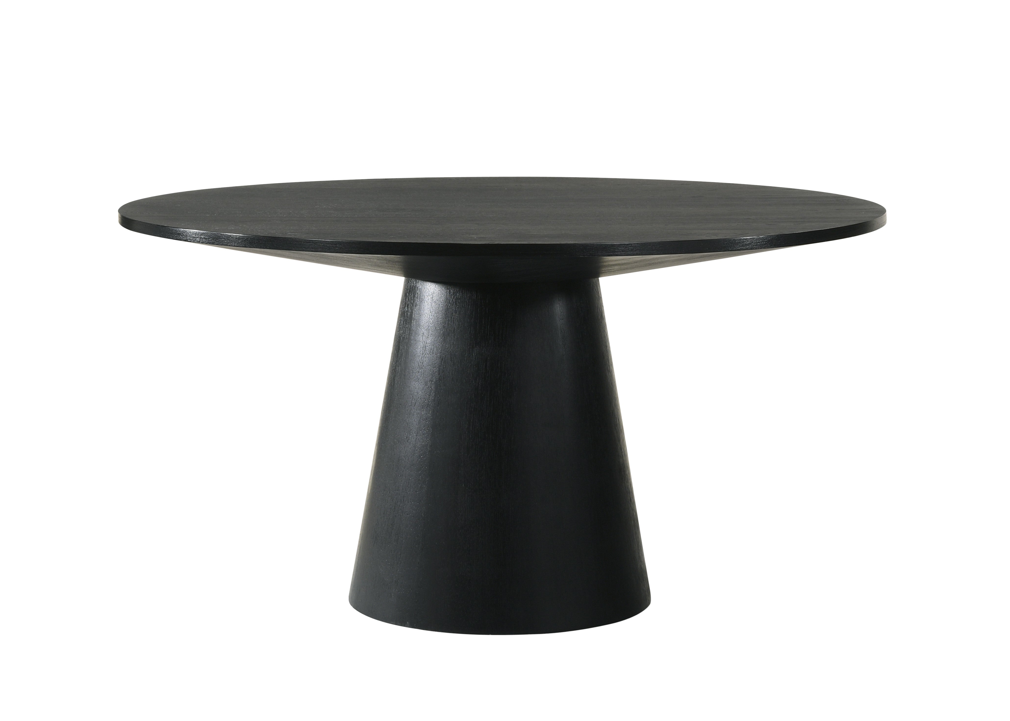 59" Black Wood Pedestal Base Round Top Dining Table