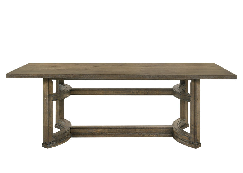 88" Oak Wood Trestle Base Dining Table