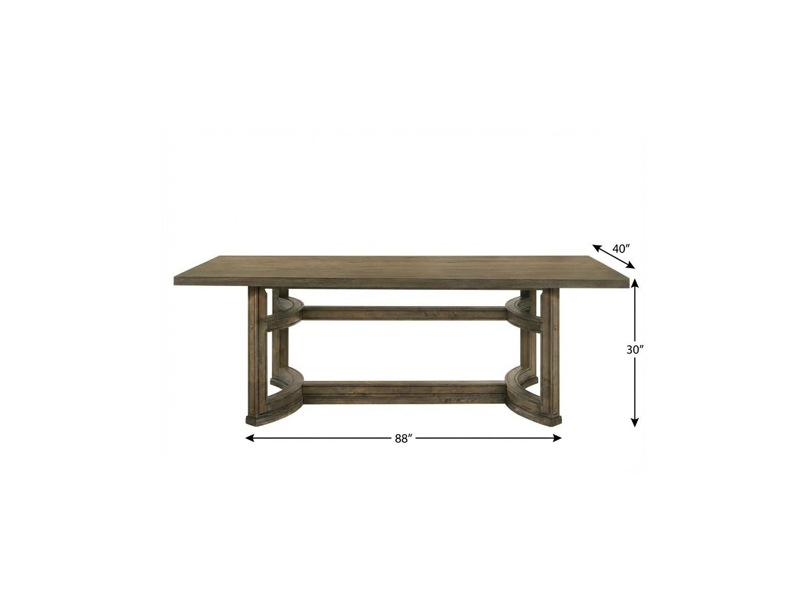88" Oak Wood Trestle Base Dining Table