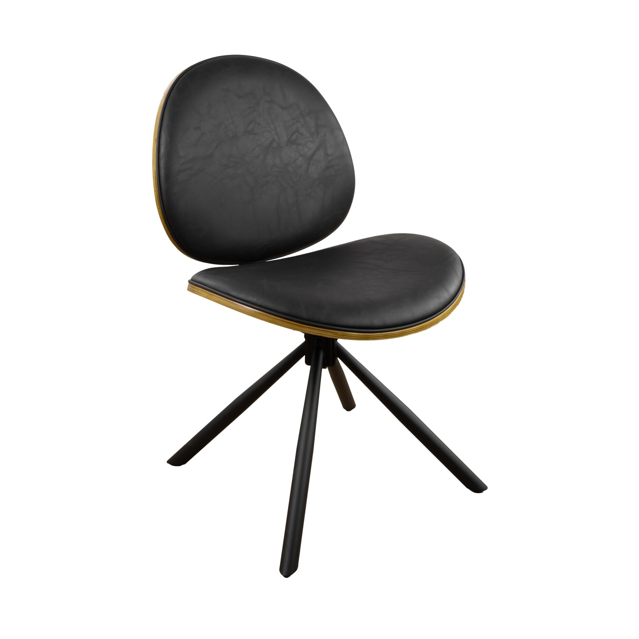 Black Upholstered Faux Leather And Metal Dining Side Chair