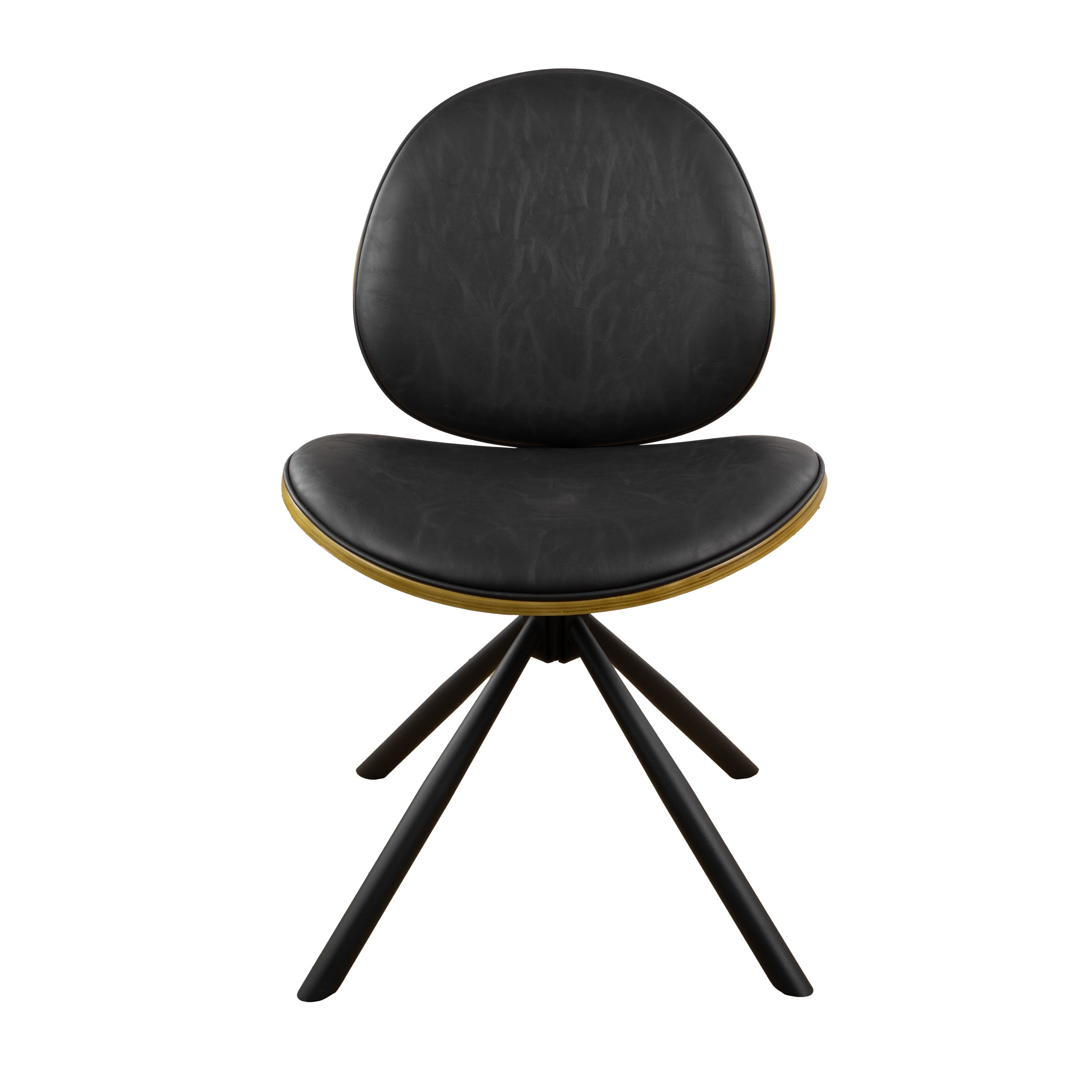 Black Upholstered Faux Leather And Metal Dining Side Chair