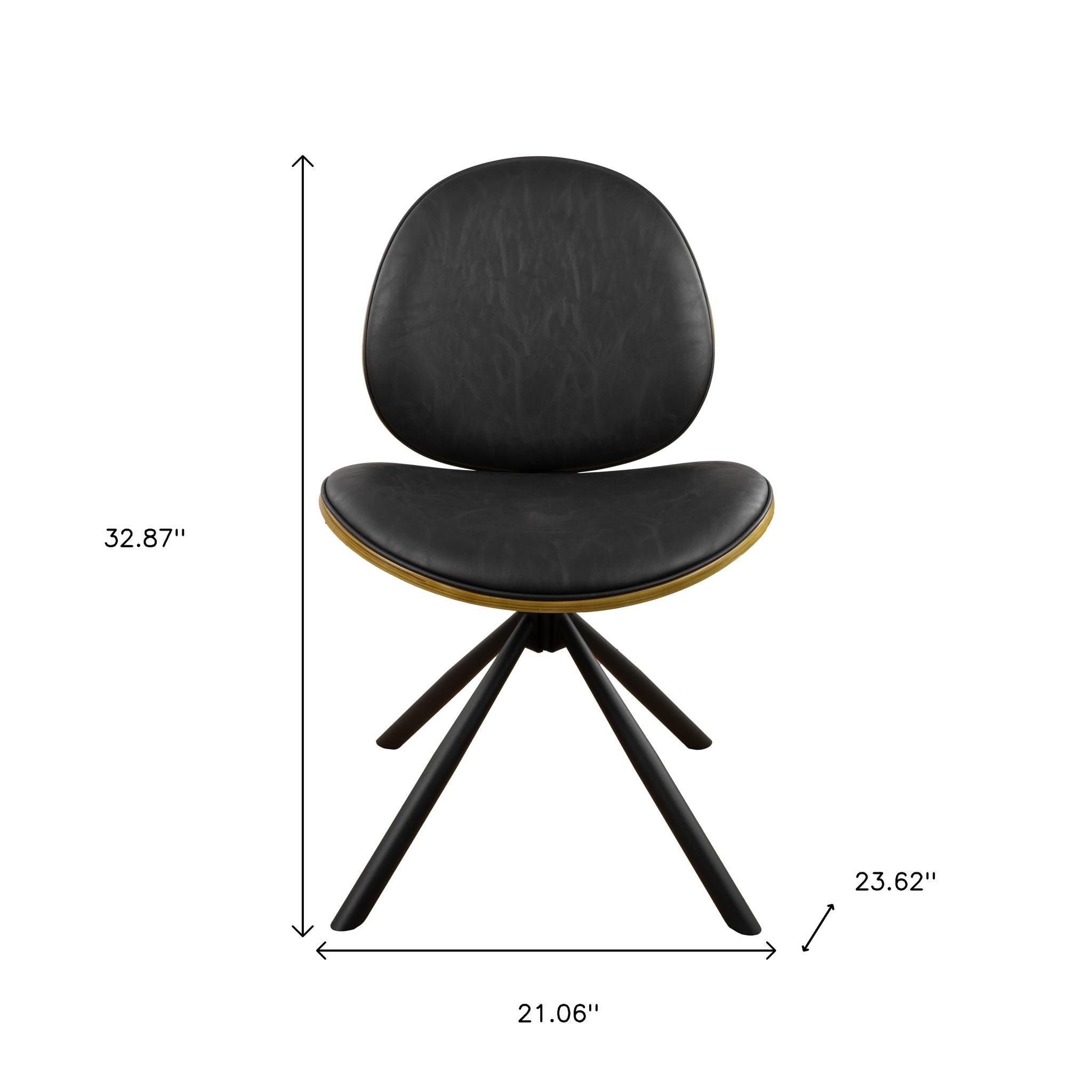 Black Upholstered Faux Leather And Metal Dining Side Chair