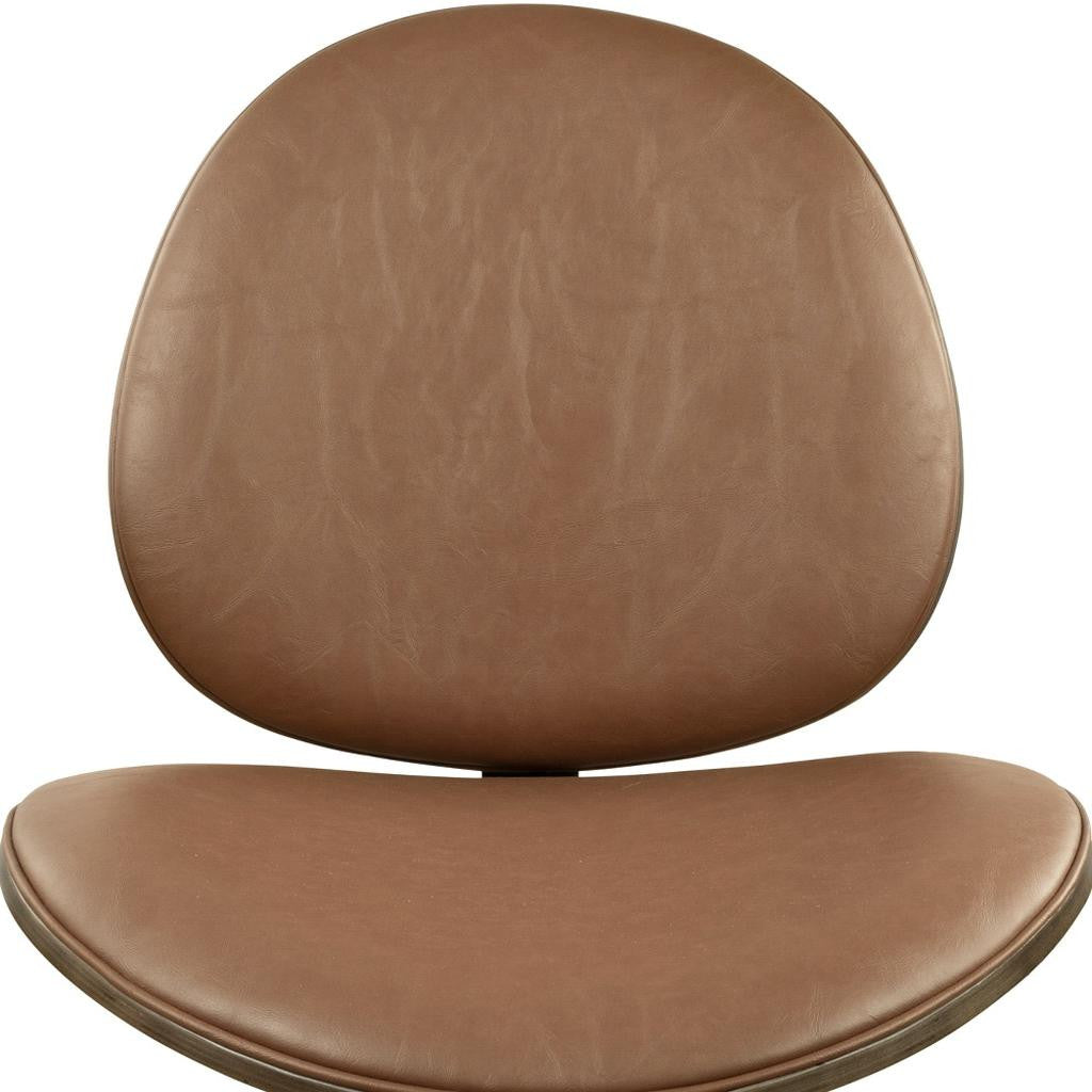 Brown and Black Faux Leather And Metal Dining Side Chair