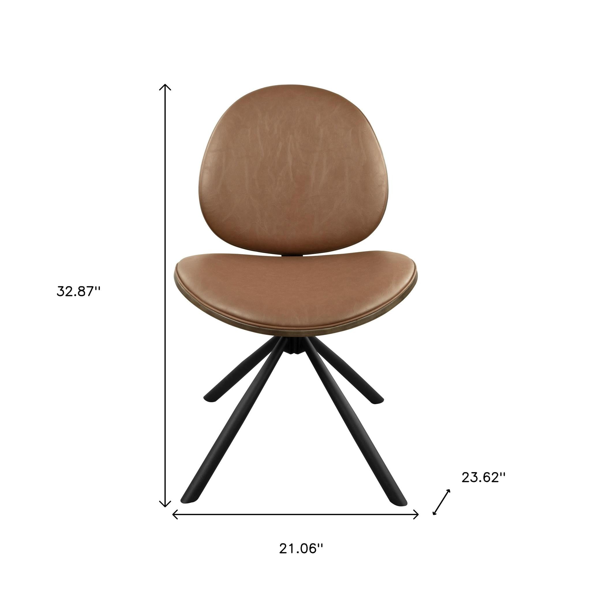Brown and Black Faux Leather And Metal Dining Side Chair