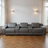 129" Dark Gray Italian Leather Reclining USB Sofa