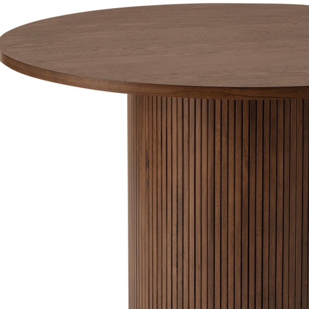 47" Walnut Solid Wood Pedestal Base Round Top Dining Table