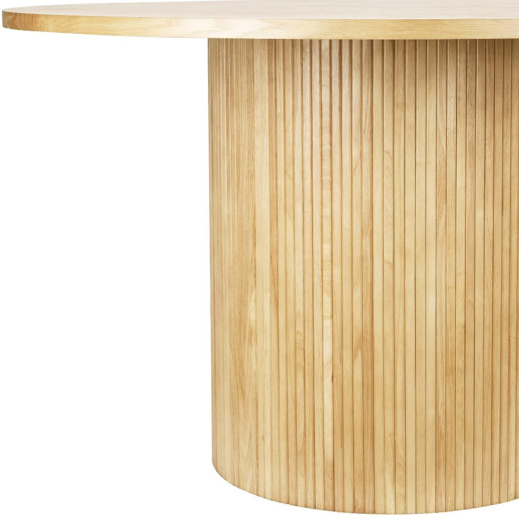 47" Natural Wood Pedestal Base Round Top Dining Table