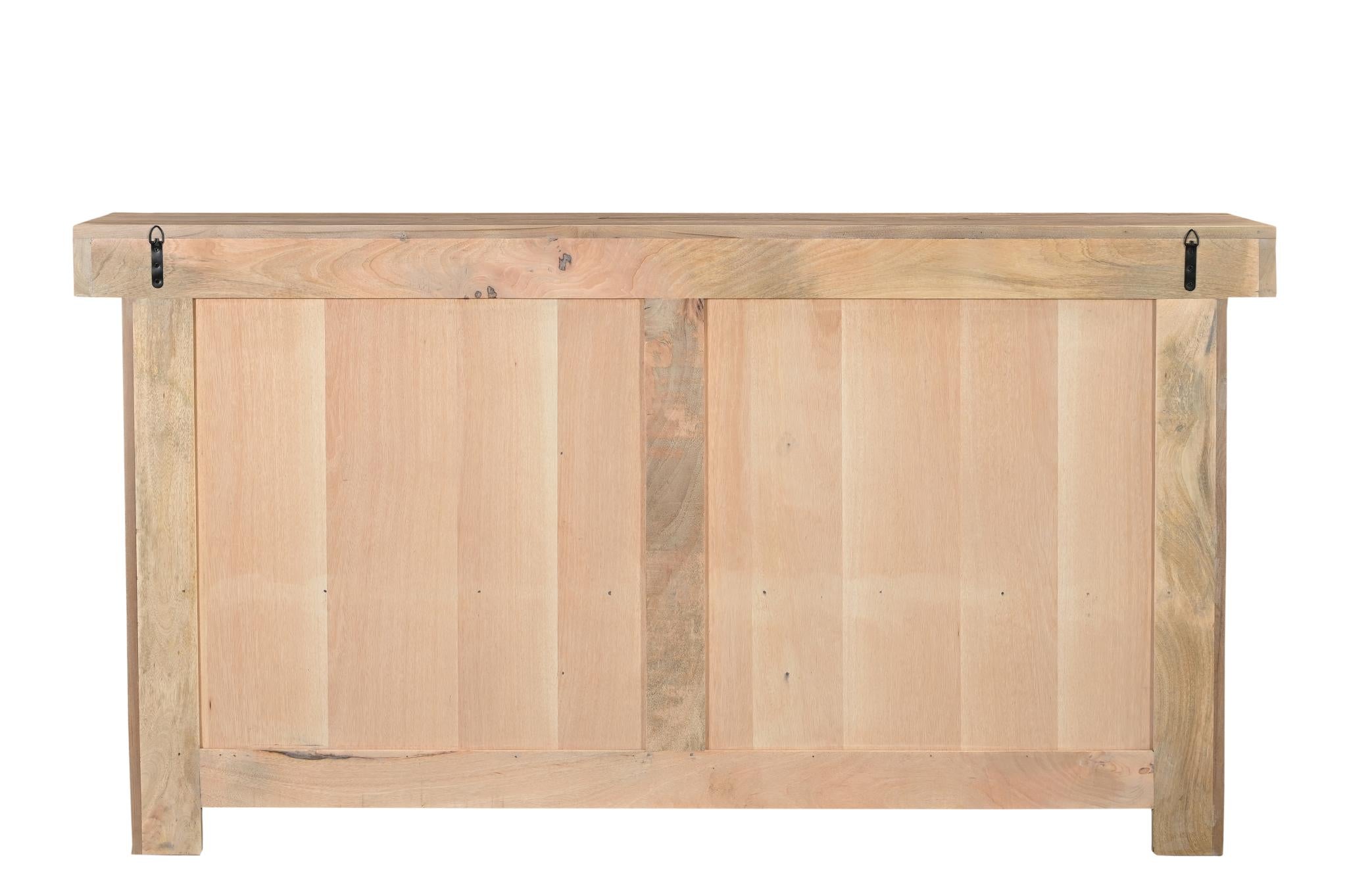 72" Natural Solid Wood Three Drawer Sideboard with Five Doors