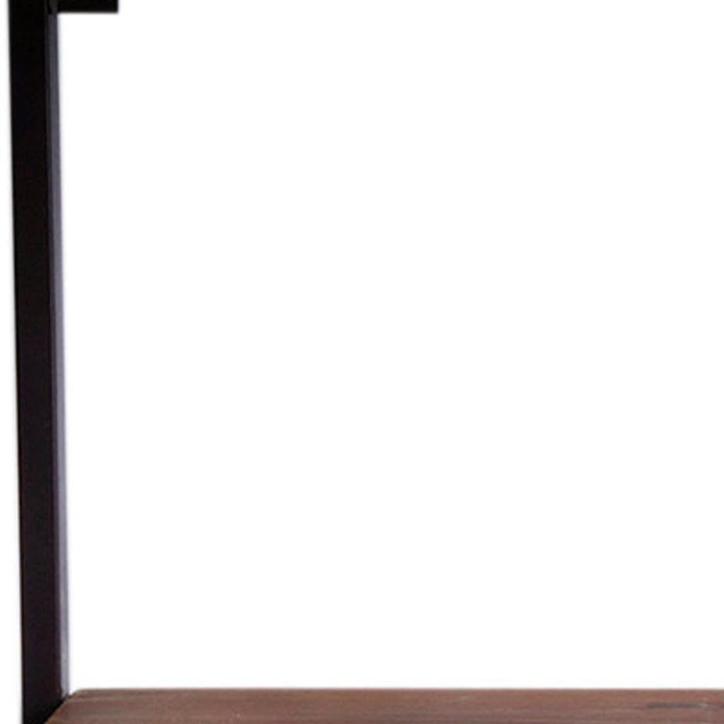 36" Set Of Two Black And Brown Wood And Metal Two Level Accent Shelf