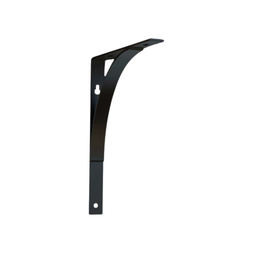 8" Set Of Two Black Curved Metal Wall Mounted Shelf Brackets
