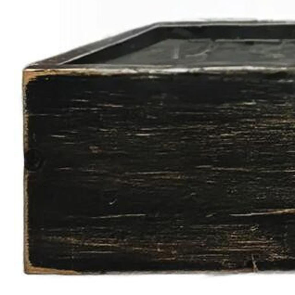 10" Black Distressed Wood Wall Mounted Floating Shelf With LED
