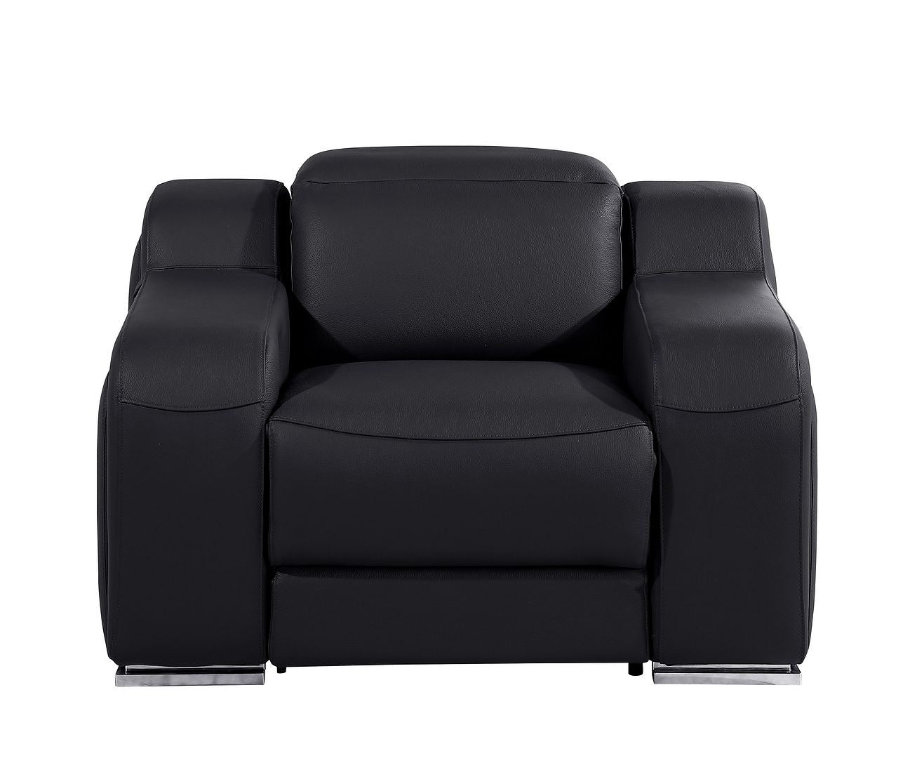 41" Black Italian Leather Wall Hugger Recliner With USB