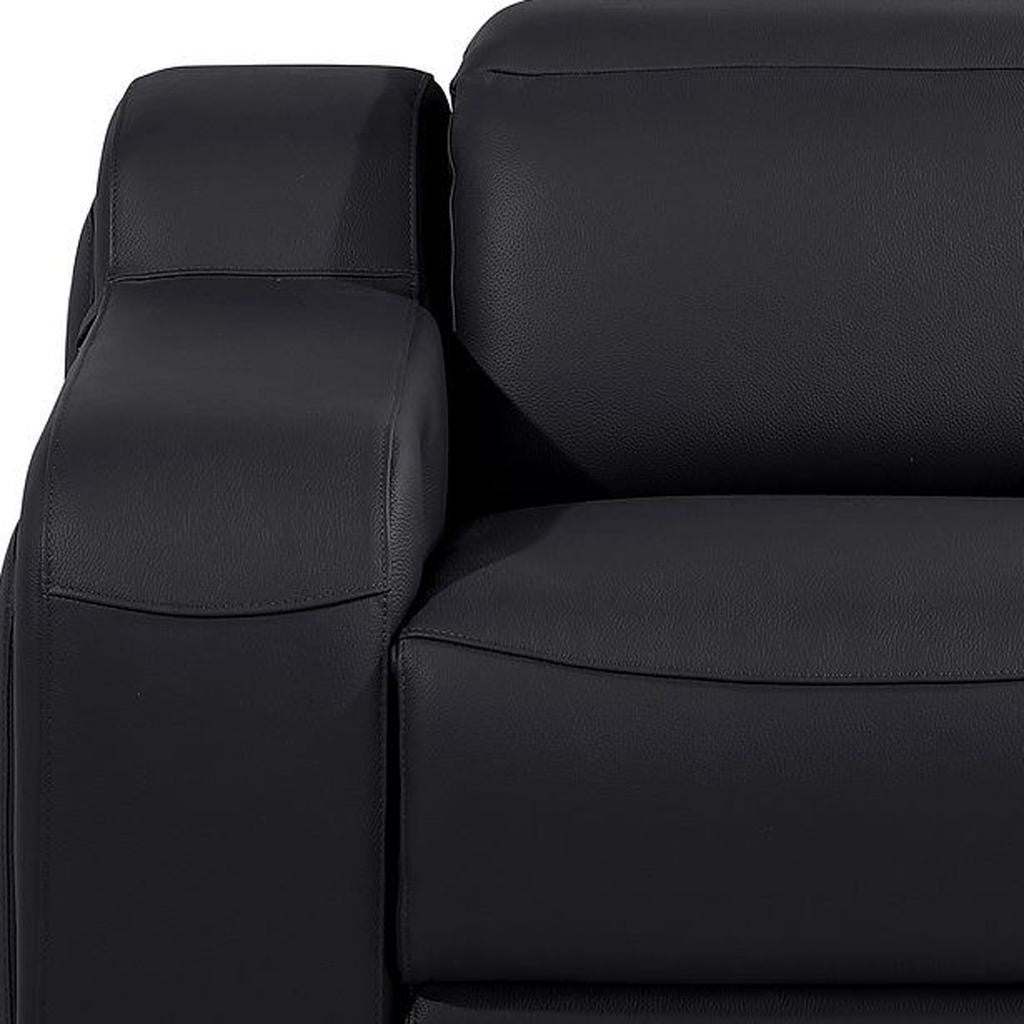 41" Black Italian Leather Wall Hugger Recliner With USB