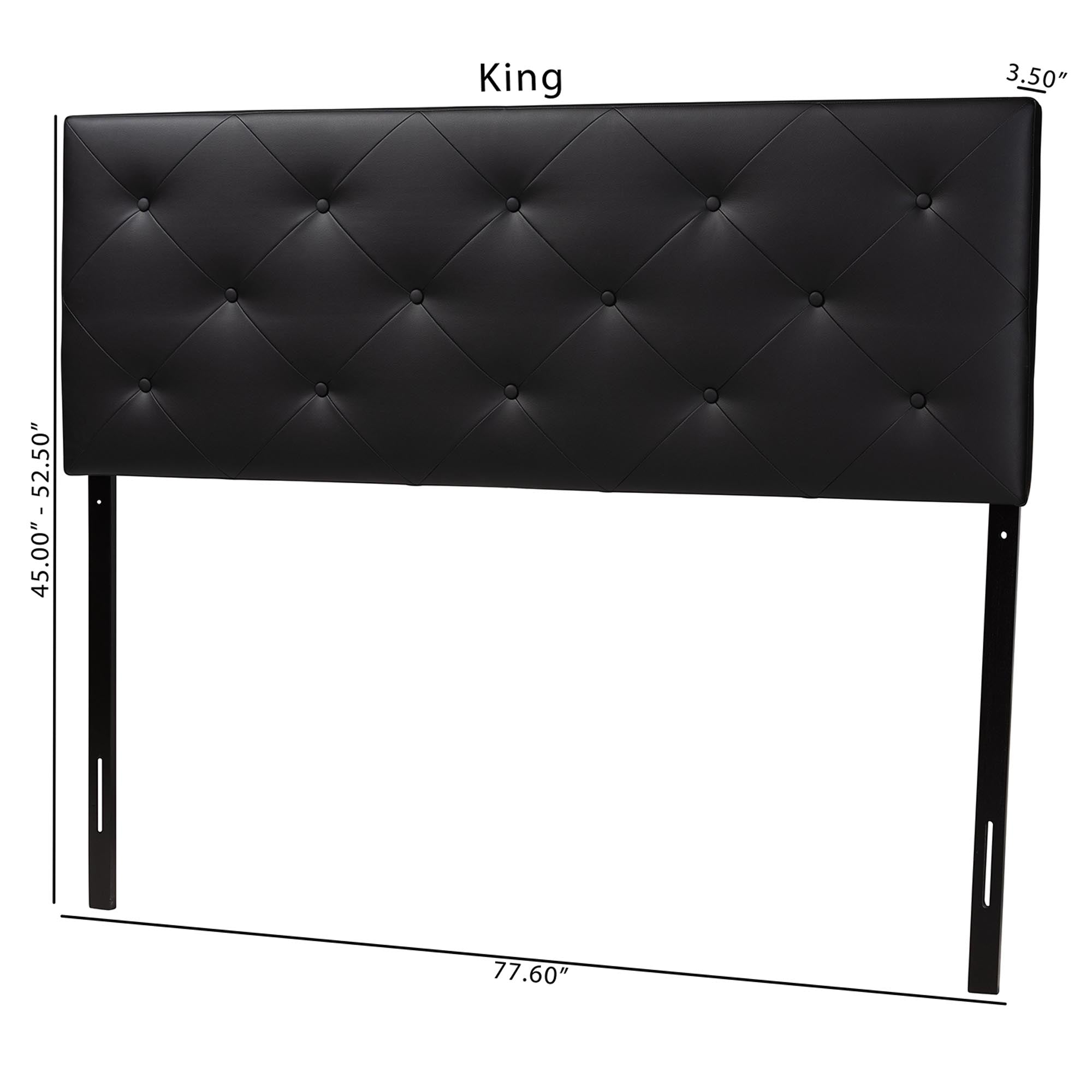 Baxton Studio Baltimore Modern and Contemporary King Black Faux Leather Upholstered Headboard