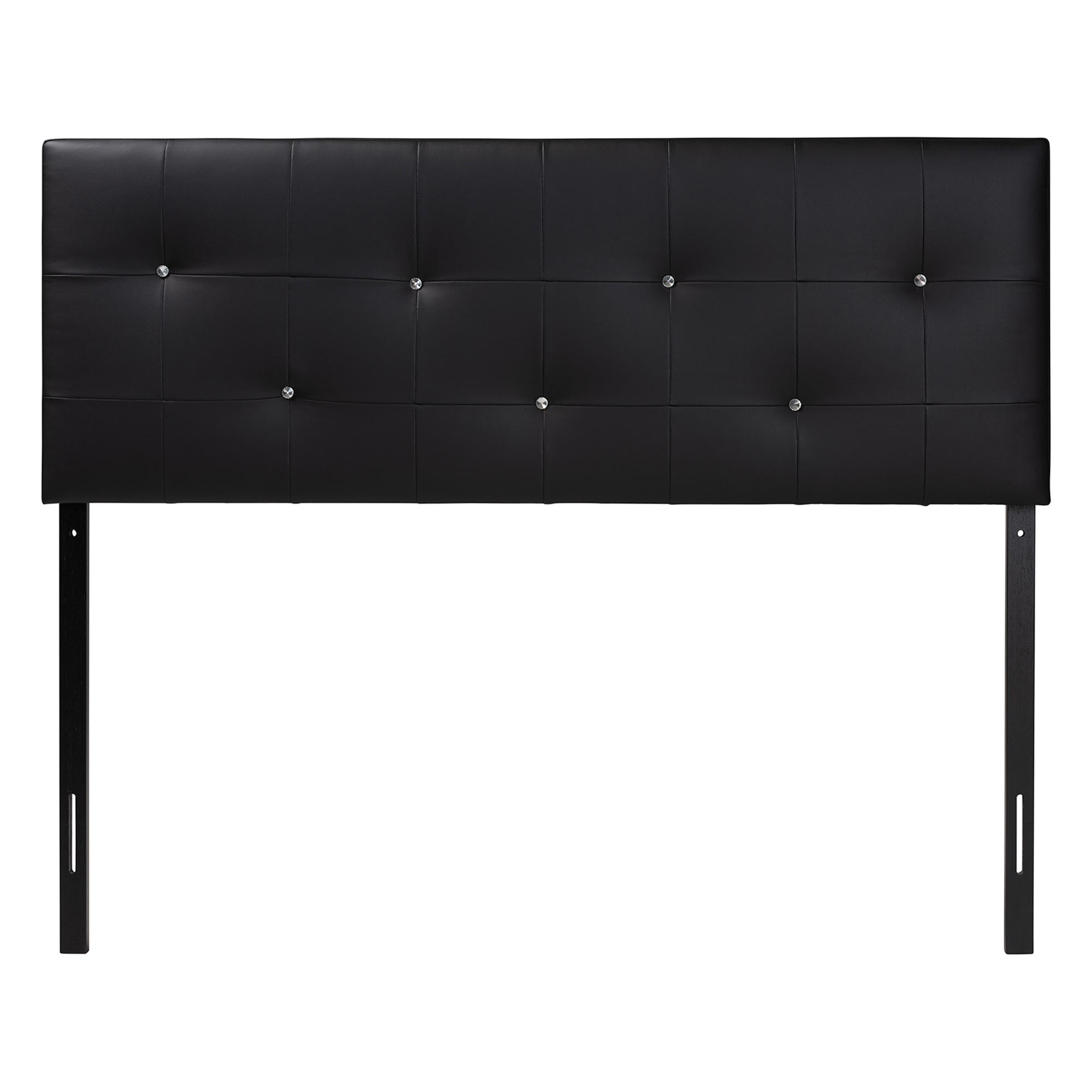 Baxton Studio Dalini Modern and Contemporary King Black Faux Leather Headboard with Faux Crytal Buttons