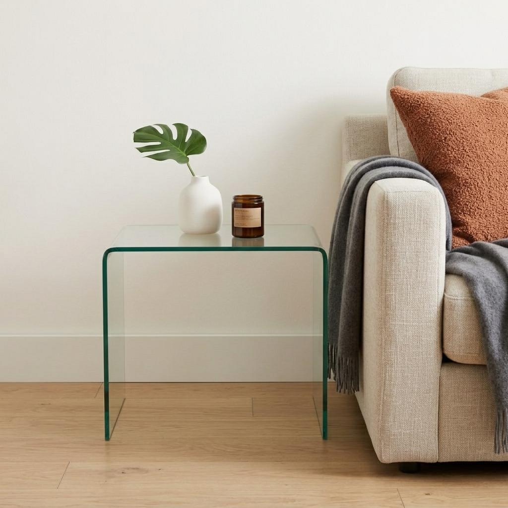 19" Clear Glass Sled End Table