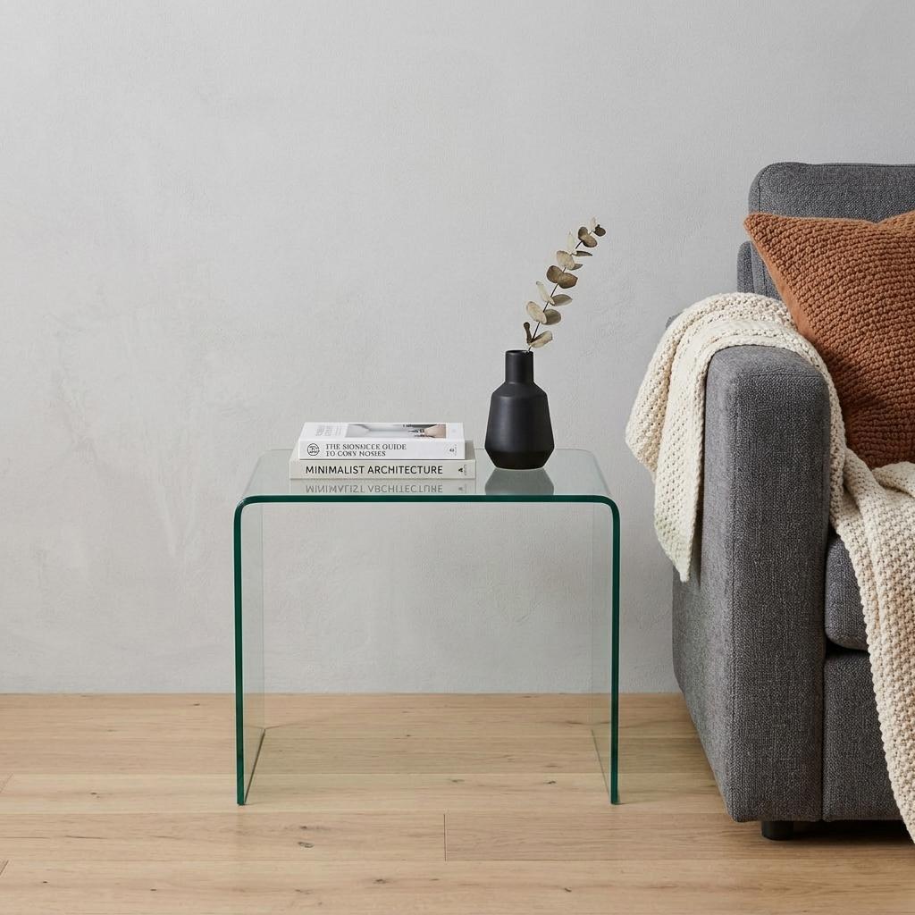 19" Clear Glass Sled End Table