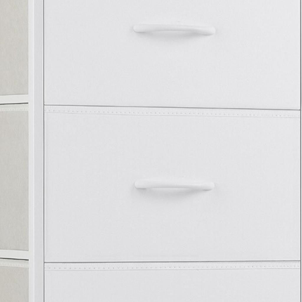 18" White Fabric Wood and Metal Four Drawer Lingerie Chest