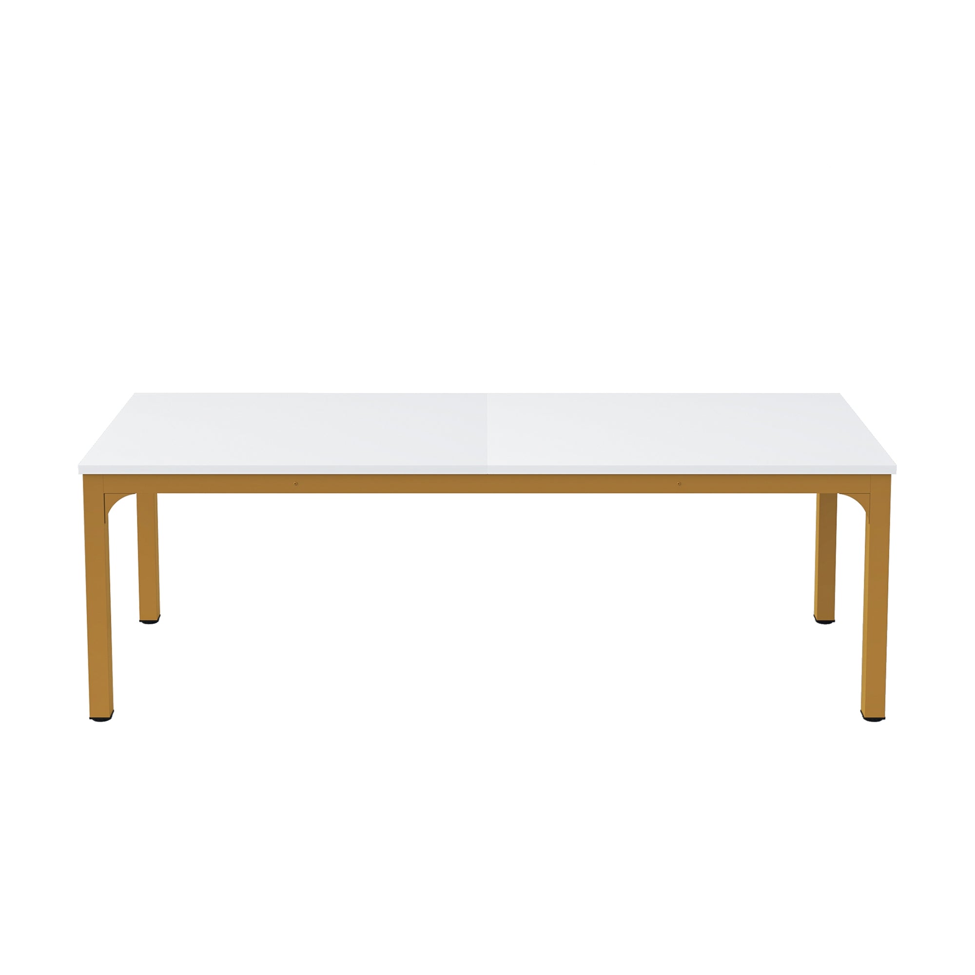 46" White and Gold Wood and Iron Dining Table