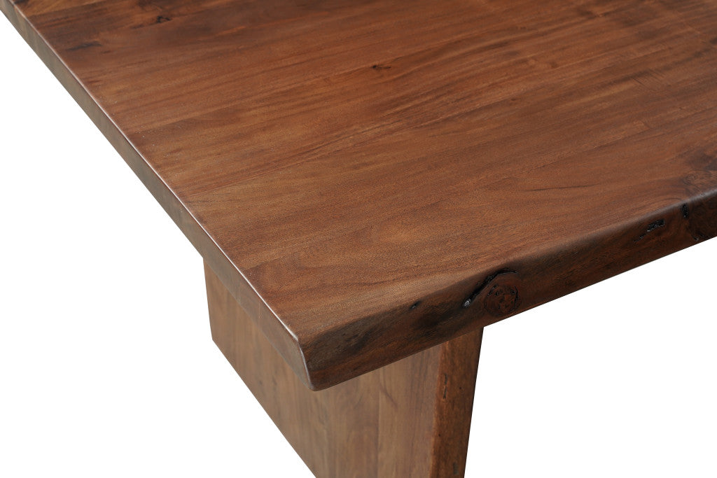 84" Brown Solid Wood Live Edge Sled Base Dining Table