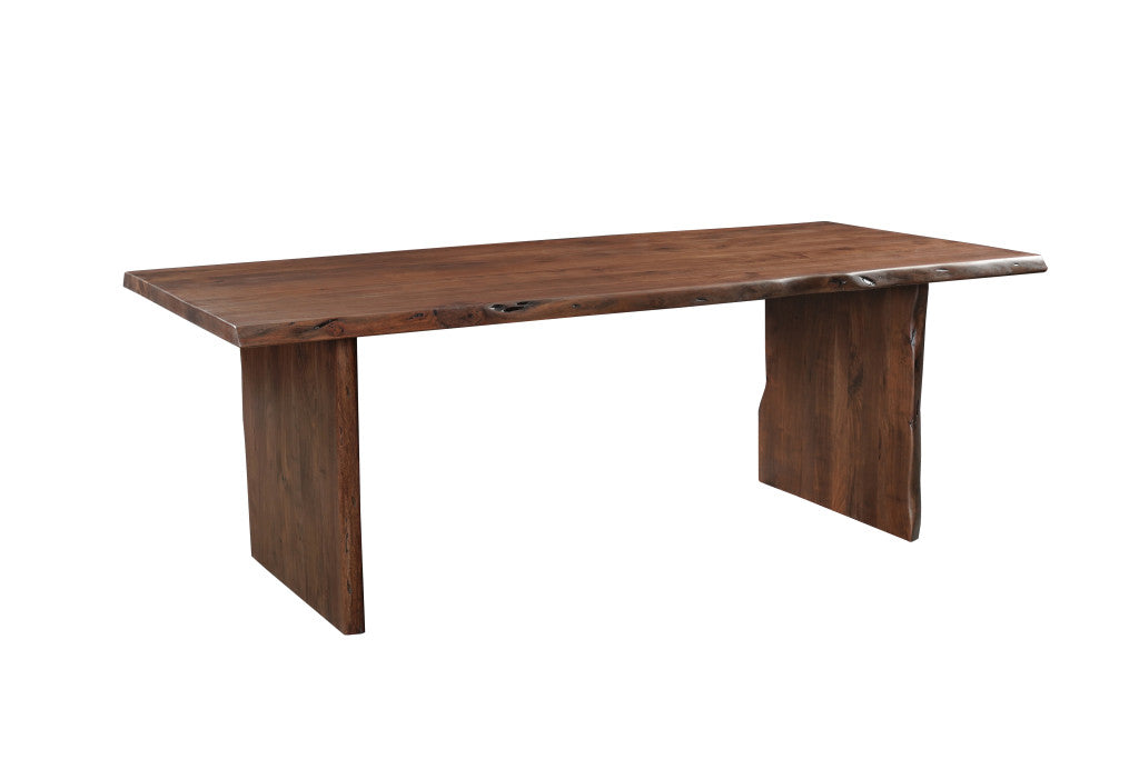 96" Brown Solid Wood Live Edge Sled Base Dining Table